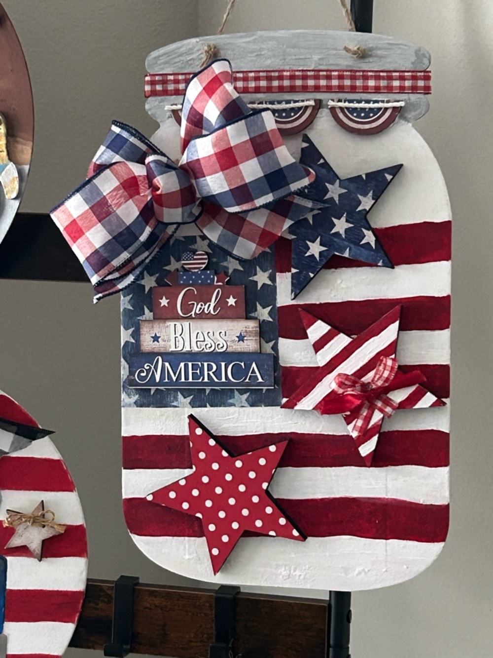“God Bless America” Patriotic Mason Jar